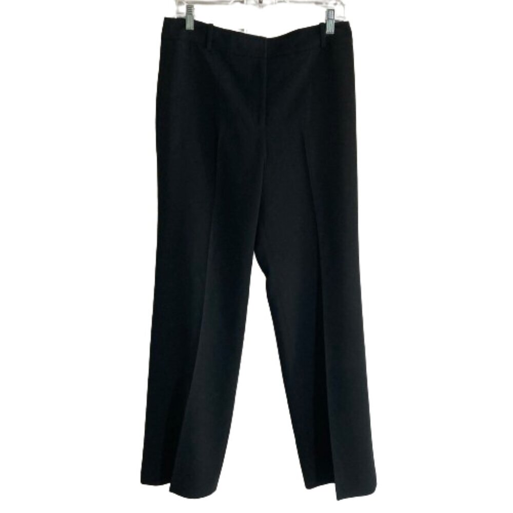 Ann Taylor Rich Black Trousers Career High Rise Lined, Wide Straight Legs, sz. 8